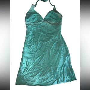 Twenty One Halter Dress Teal Embroidered Beach Boho Women’s size Medium